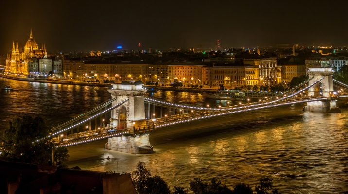 Széchenyi Chain Bridge in Budapest at night